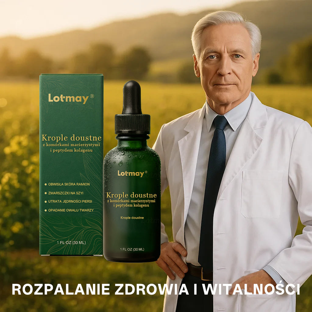 Lotmay® Krople Doustne z Komórkami Macierzystymi i Peptydami Kolagenu 👩‍⚕️ (Ujędrnienie i lifting zwiotczałej skóry • Wspomaga redukcję zmarszczek) 🍀