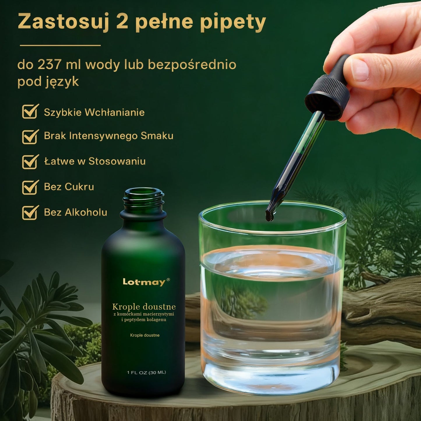 Lotmay® Krople Doustne z Komórkami Macierzystymi i Peptydami Kolagenu 👩‍⚕️ (Ujędrnienie i lifting zwiotczałej skóry • Wspomaga redukcję zmarszczek) 🍀