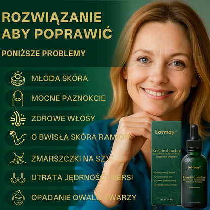 Lotmay® Krople Doustne z Komórkami Macierzystymi i Peptydami Kolagenu 👩‍⚕️ (Ujędrnienie i lifting zwiotczałej skóry • Wspomaga redukcję zmarszczek) 🍀