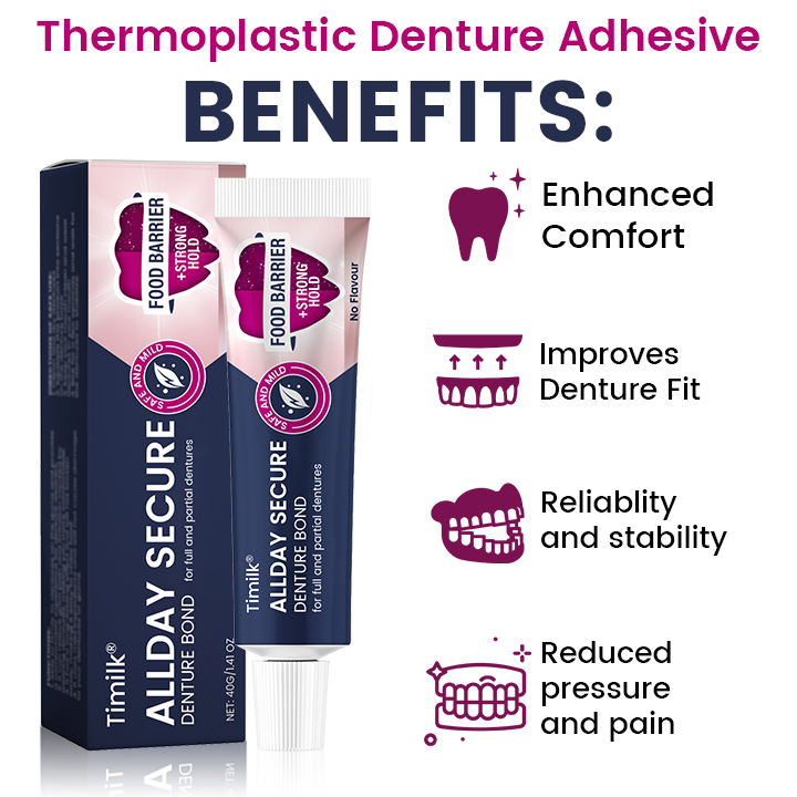 Timilk® AllDay Secure Denture Bond — Całodniowy Bezpieczny Klej do Protez